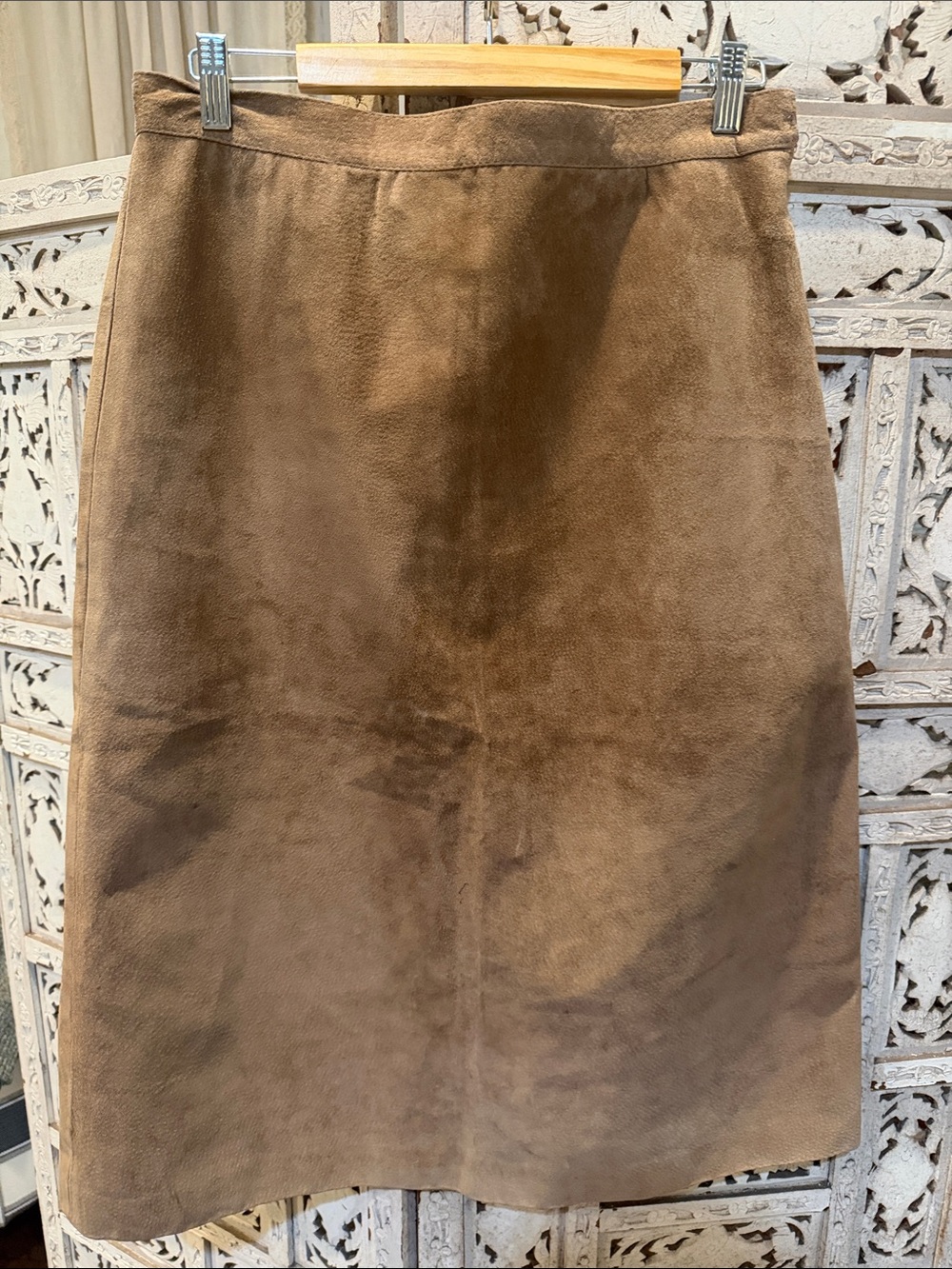 Vintage Samuel Robert Brown Suede Midi Skirt Sz.16